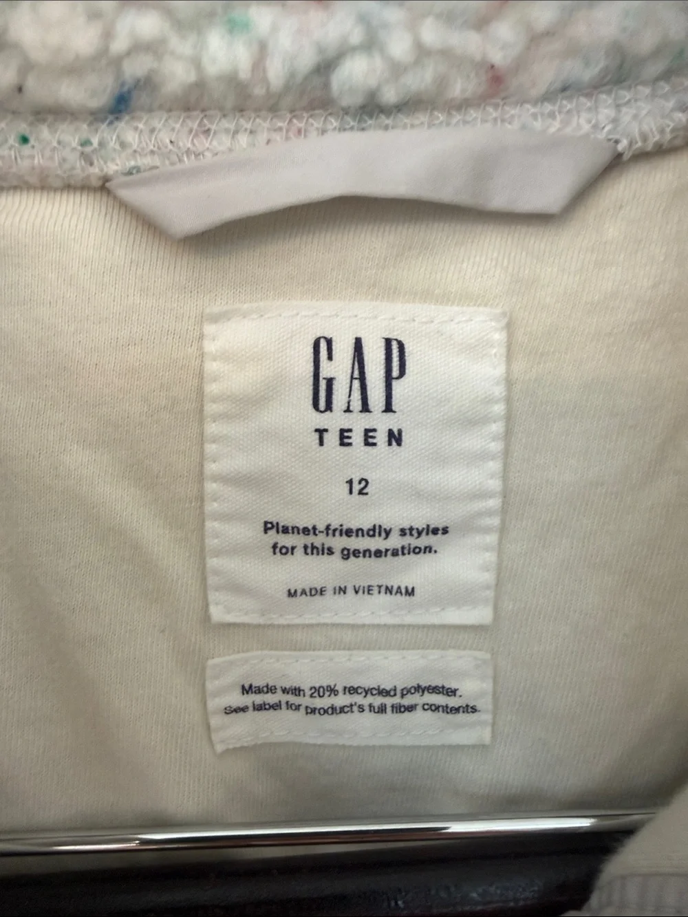 GAP Teen Crop Sherpa Jacket with Pastel Speckles 12